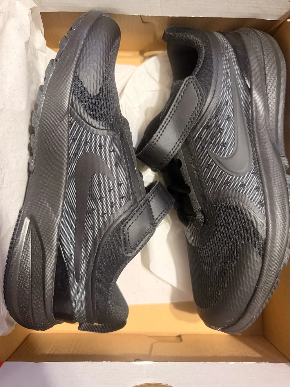 Nike Little Kids' All-Black Hook-and-Loop Sneakers
